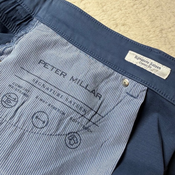 Peter Millar Crown Signature Sateen Classic Fit Pants Mens 42x34 Blue NWT Golf - Picture 3 of 10